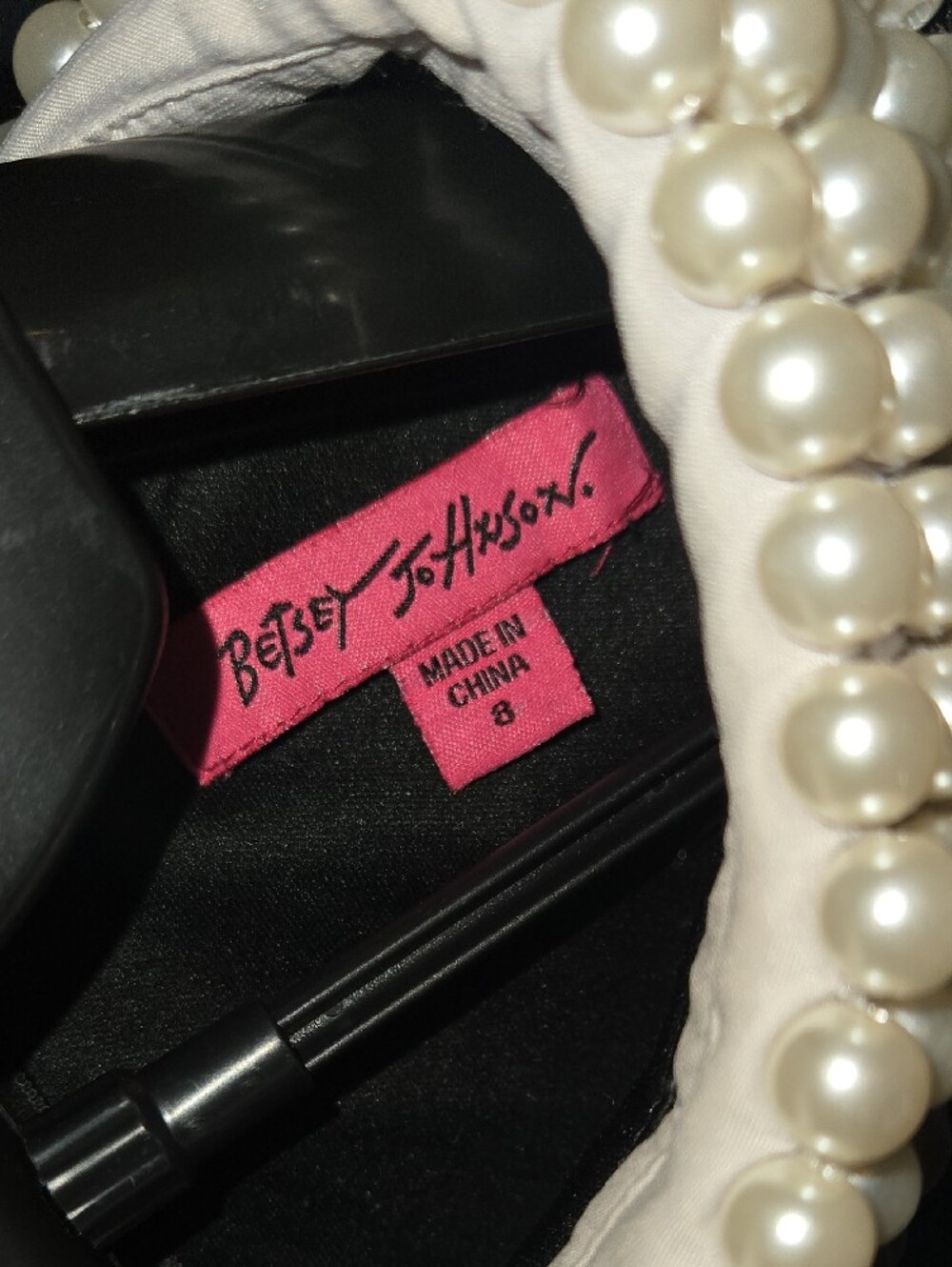 Betsey Johnson Black Sleeveless Dress with Pearl Collar - Picture 2 of 7
